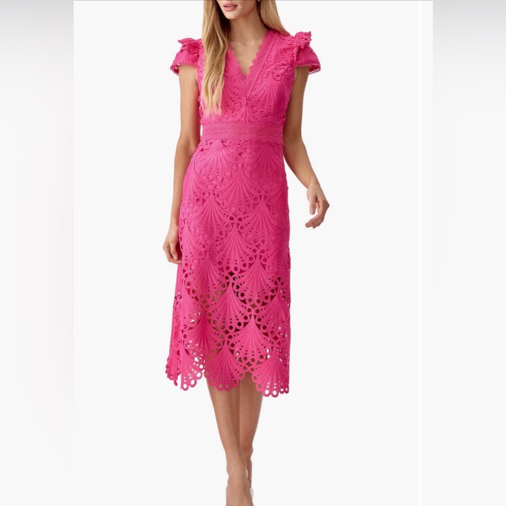 Adelyn Rae Vibrant Pink Midi Dress